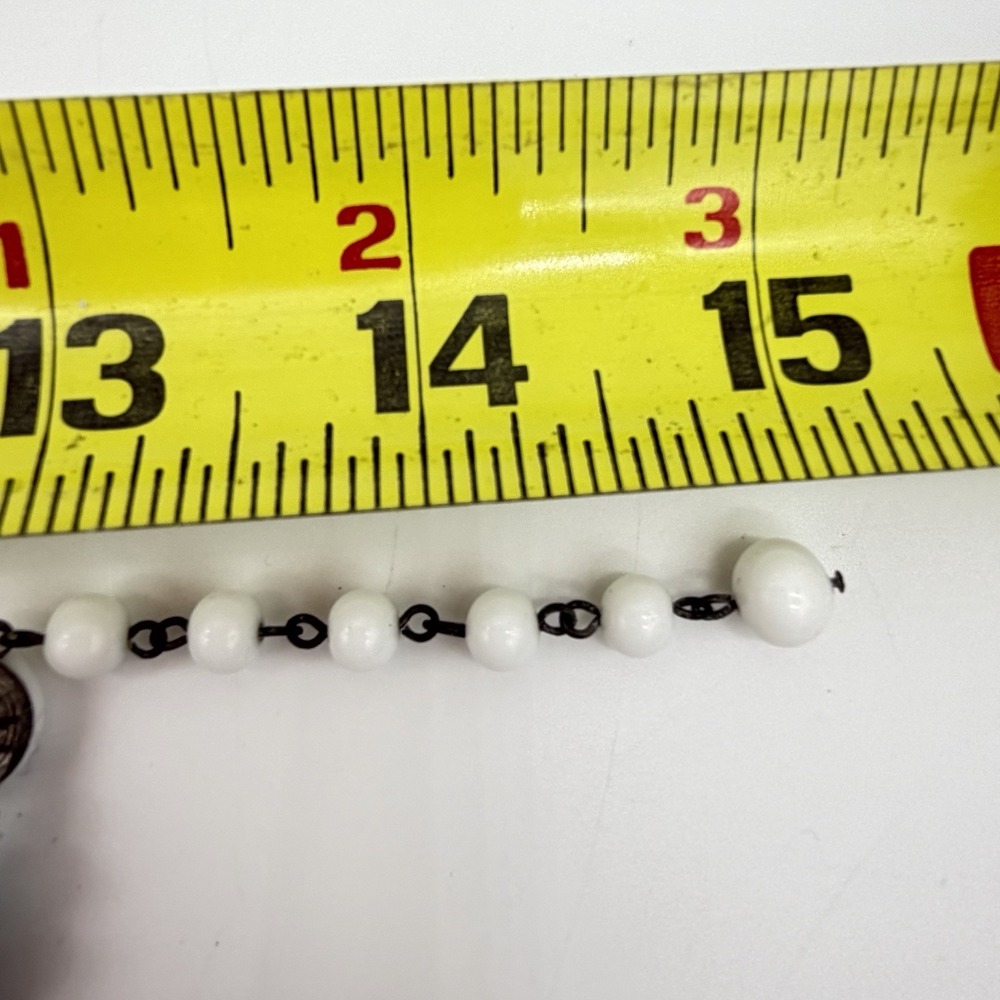Vtg Haskell Era Turquoise Milk Glass Choker Necklace Hand Made Blue White Spiked - Picture 10 of 13